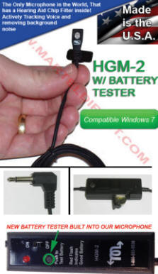 NEW, COURT REPORTER MICROPHONE HGM2 with BATTERY TESTER BUILT INTO THE MIC